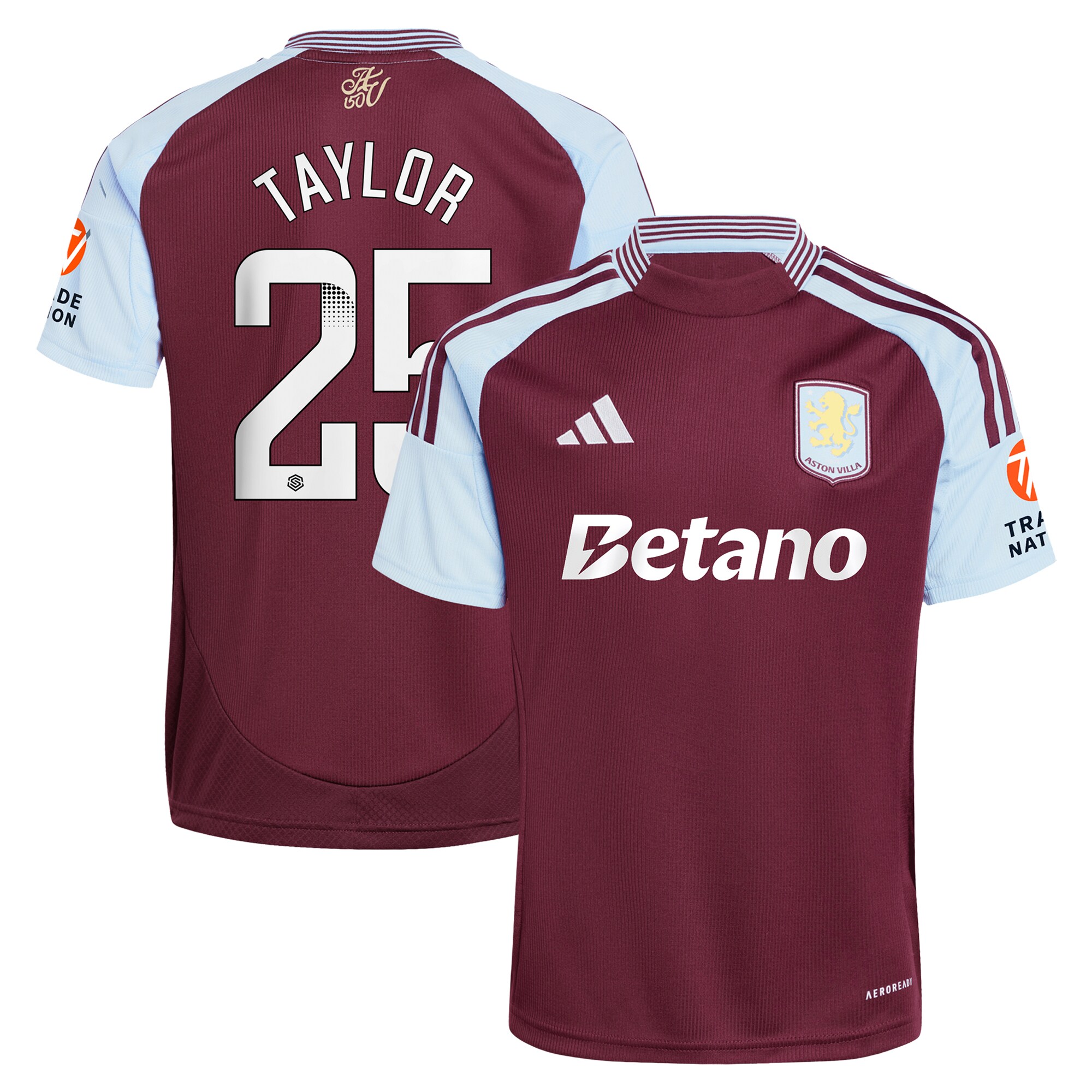 Aston Villa Shirts - aston villa wsl adidas home shirt 2024-25 with taylor 25 printing Collection of Official Fan Gear