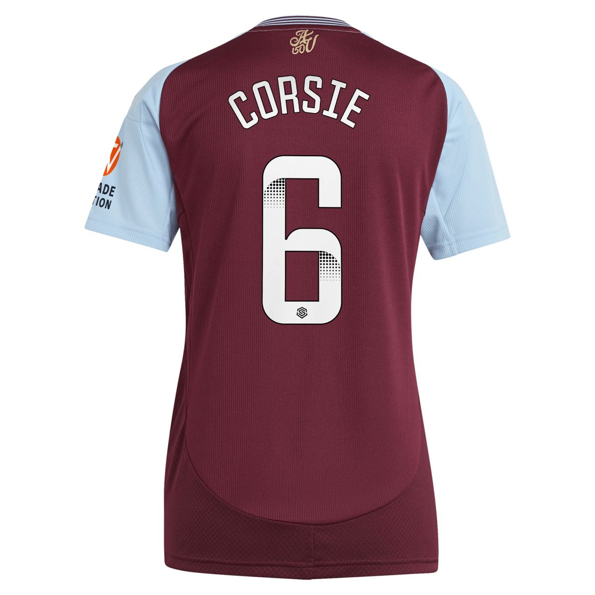 Aston Villa Shirts - aston villa wsl adidas home shirt 2024-25 – womens with corsie 6 printing Collection of Official Fan Gear