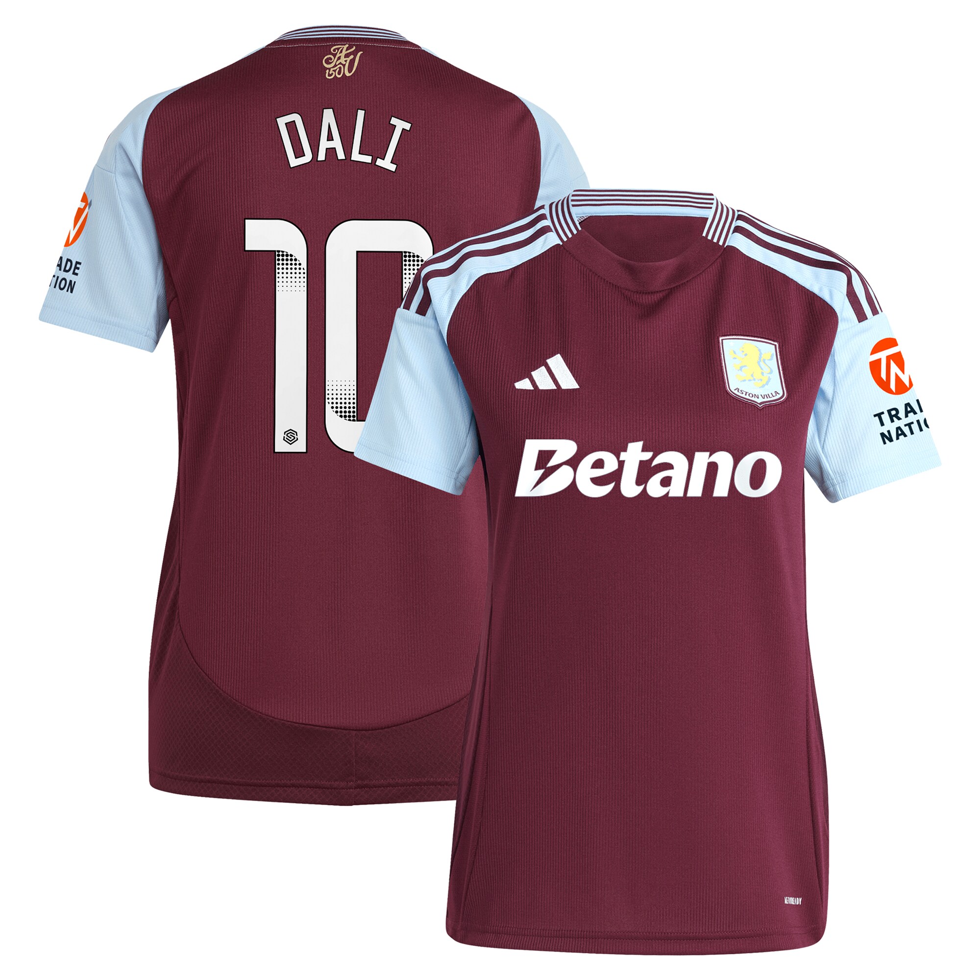 Aston Villa Shirts - aston villa wsl adidas home shirt 2024-25 – womens with dali 10 printing Collection of Official Fan Gear