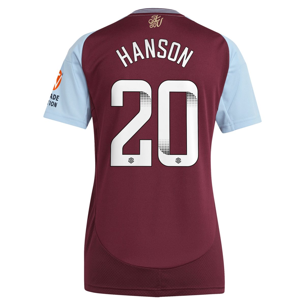Aston Villa Shirts - aston villa wsl adidas home shirt 2024-25 – womens with hanson 20 printing Collection of Official Fan Gear