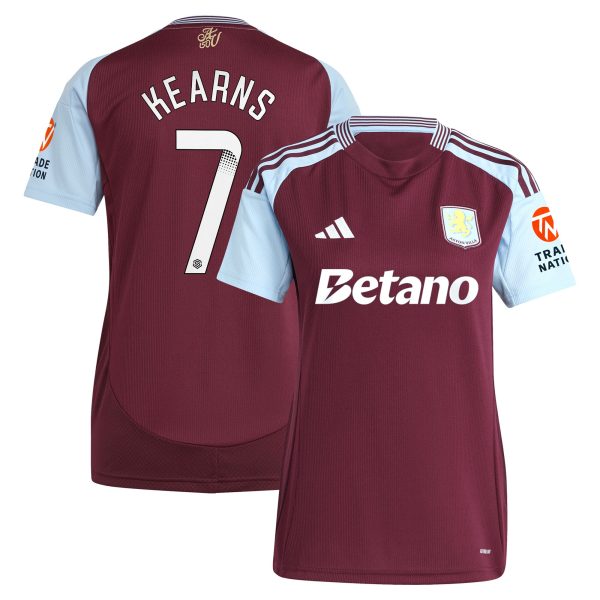 Aston Villa Shirts - aston villa wsl adidas home shirt 2024-25 – womens with kearns 7 printing Collection of Official Fan Gear