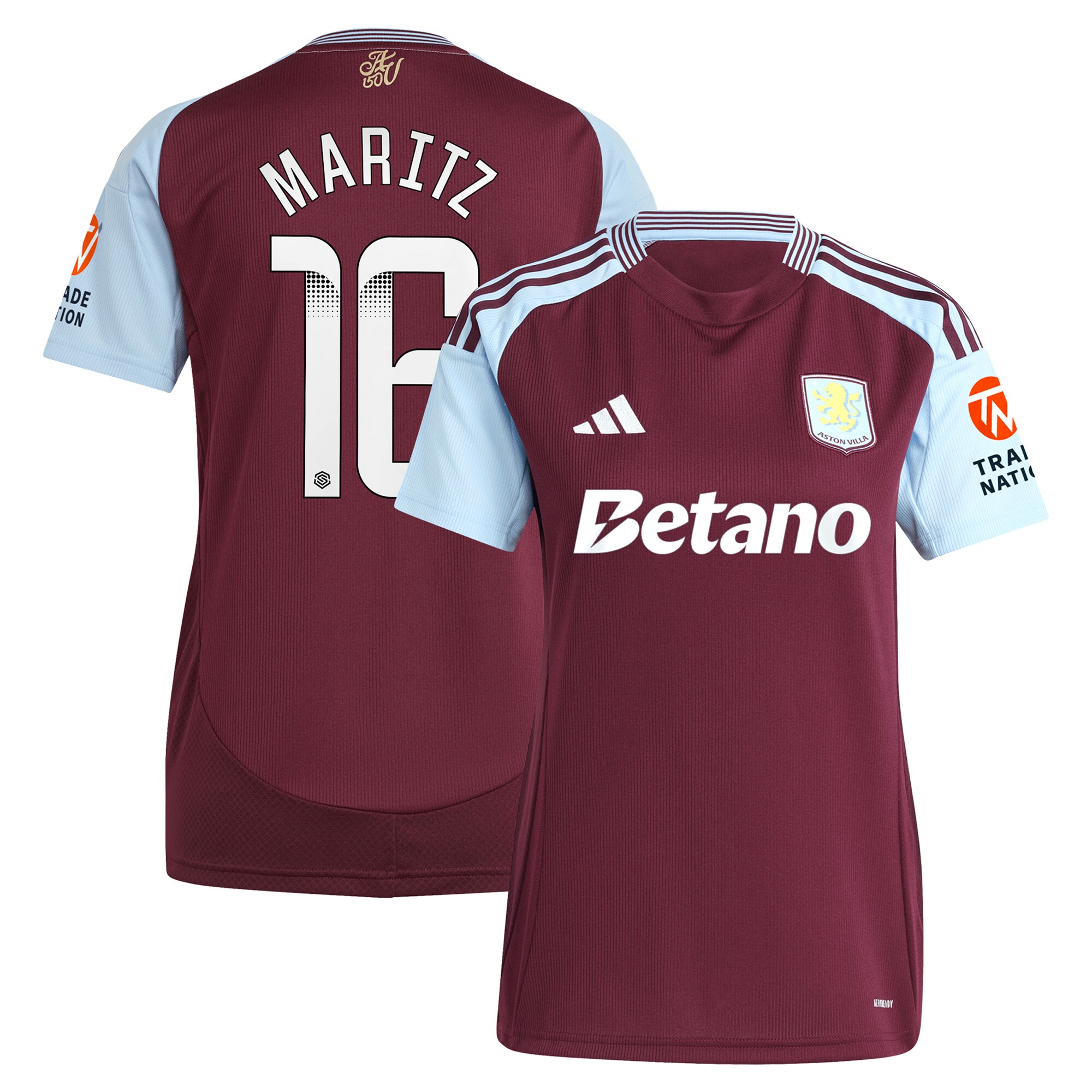 Aston Villa Shirts - aston villa wsl adidas home shirt 2024-25 – womens with maritz 26 printing Collection of Official Fan Gear