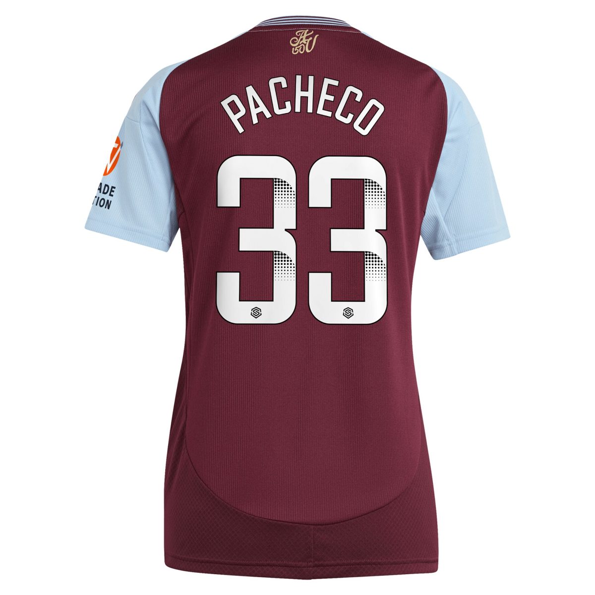 Aston Villa Shirts - aston villa wsl adidas home shirt 2024-25 – womens with pacheco 33 printing Collection of Official Fan Gear