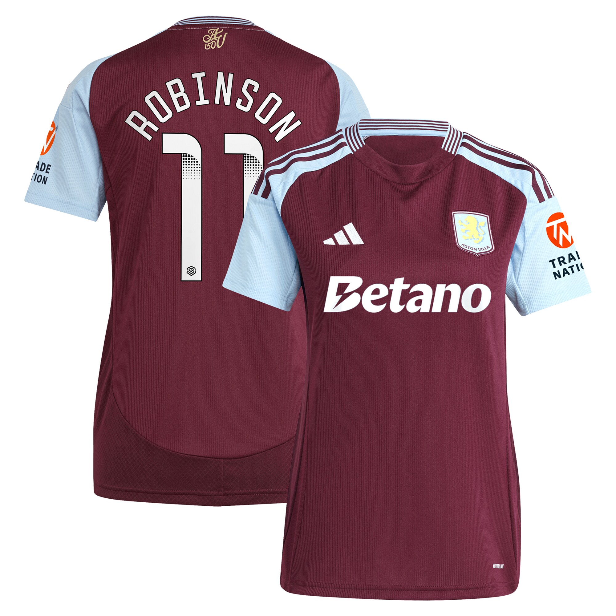 Aston Villa Shirts - aston villa wsl adidas home shirt 2024-25 – womens with robinson 11 printing Collection of Official Fan Gear