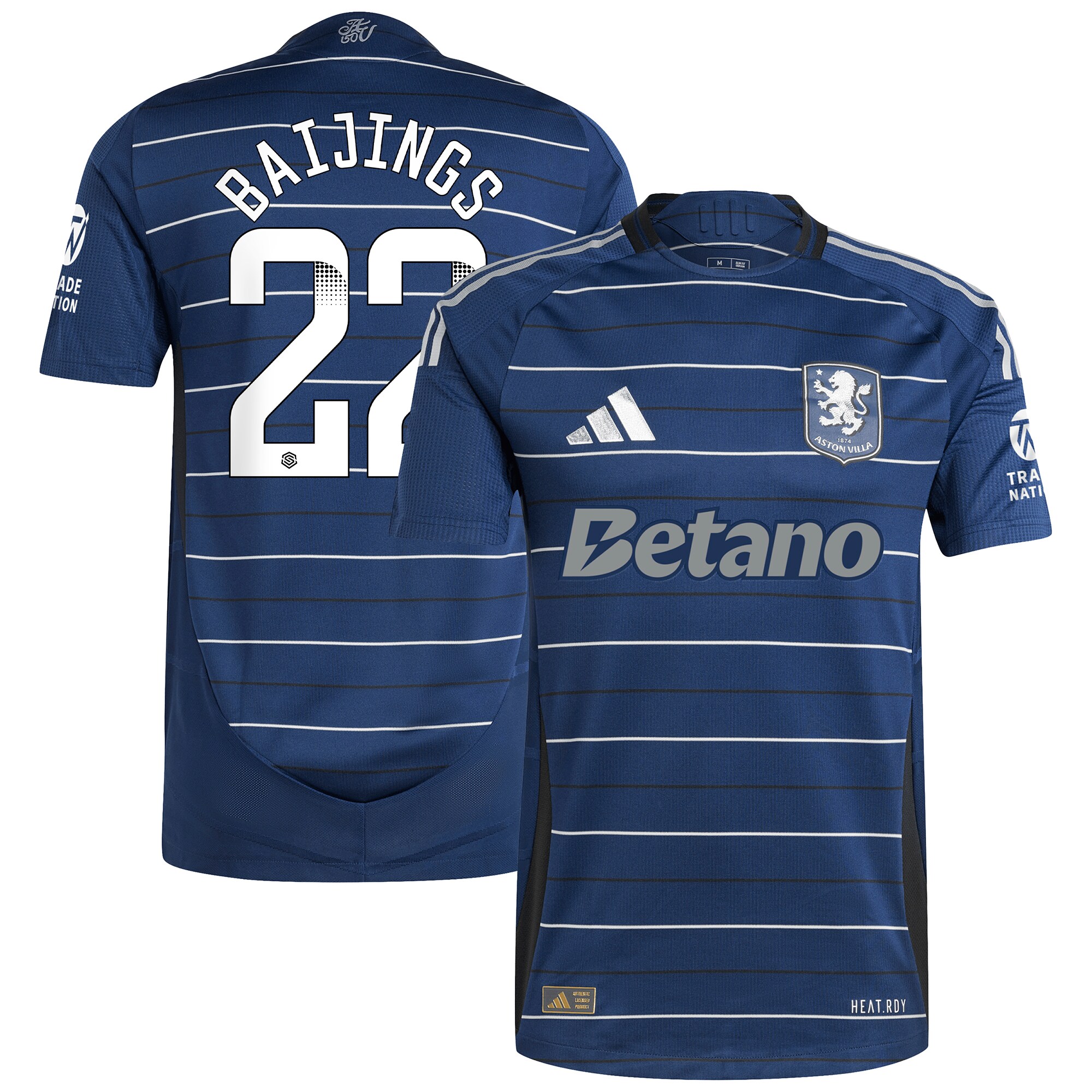 Aston Villa Shirts - aston villa wsl adidas third authentic shirt 2024-25 with baijings 22 printing Collection of Official Fan Gear