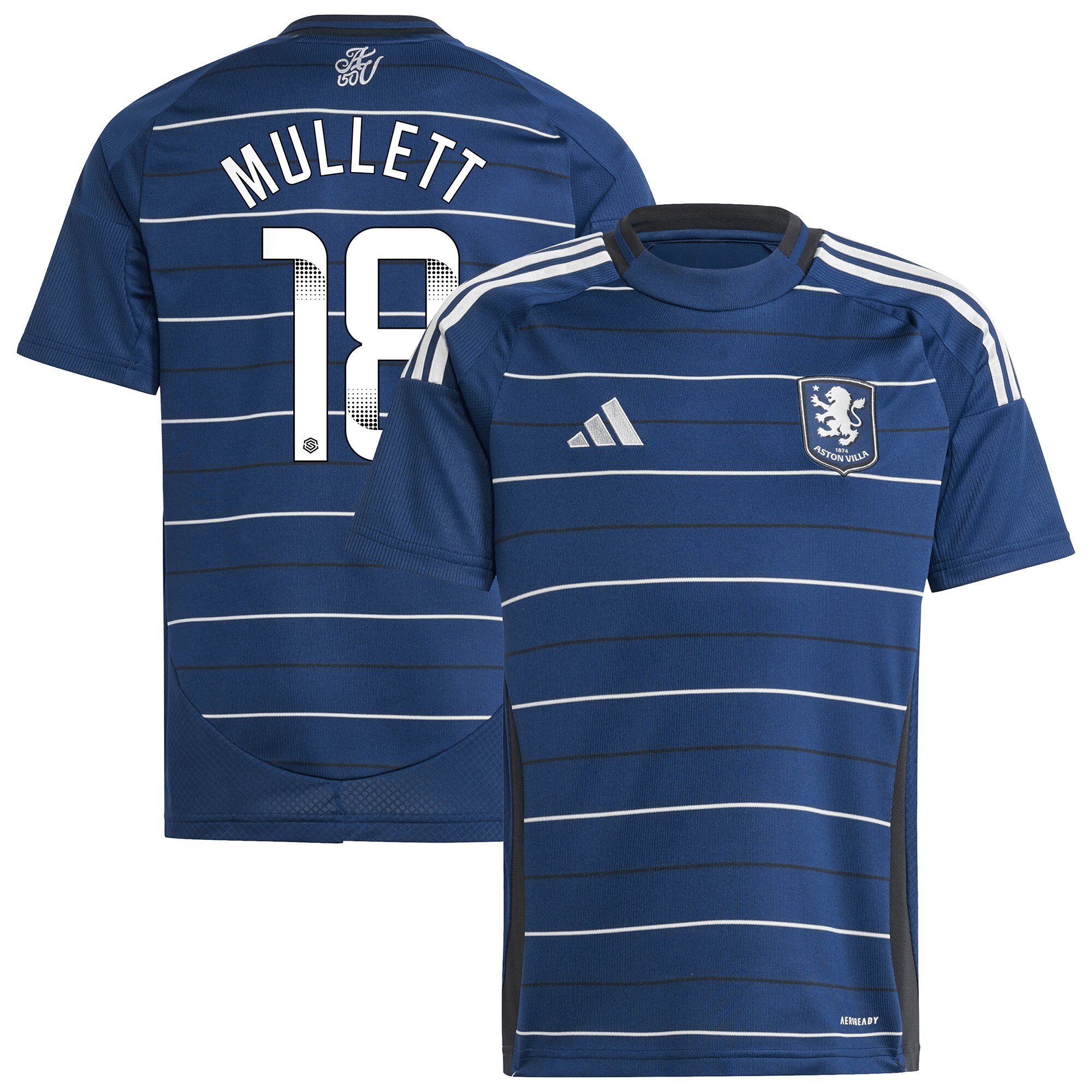 Aston Villa Shirts - aston villa wsl adidas third shirt 2024-25 – kids with mullett 18 printing Collection of Official Fan Gear