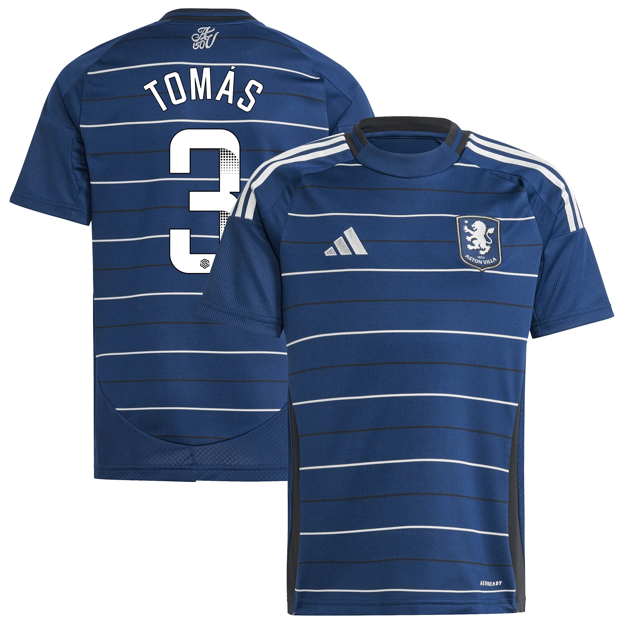 Aston Villa Shirts - aston villa wsl adidas third shirt 2024-25 – kids with tomás 3 printing Collection of Official Fan Gear