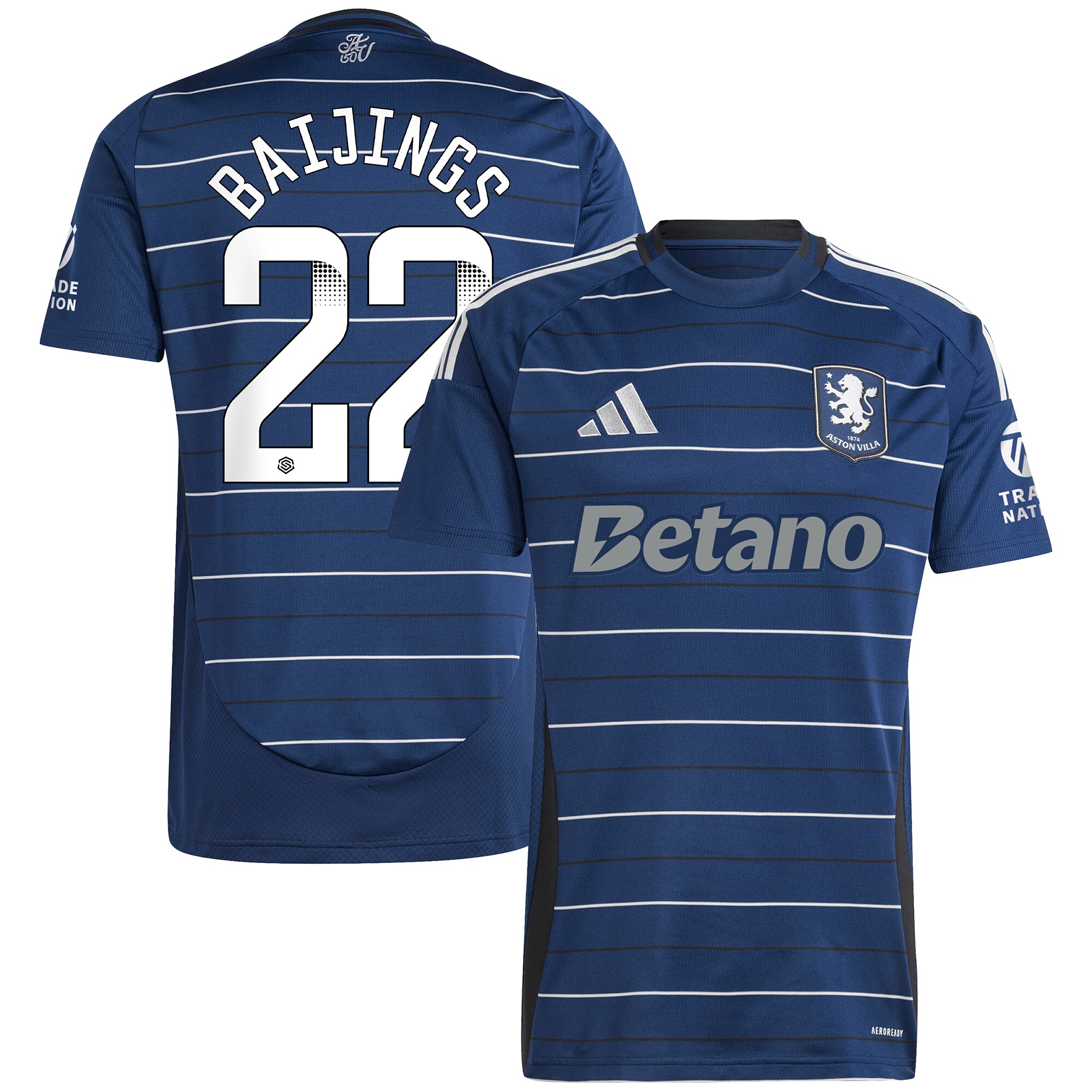 Aston Villa Shirts - aston villa wsl adidas third shirt 2024-25 with baijings 22 printing Collection of Official Fan Gear