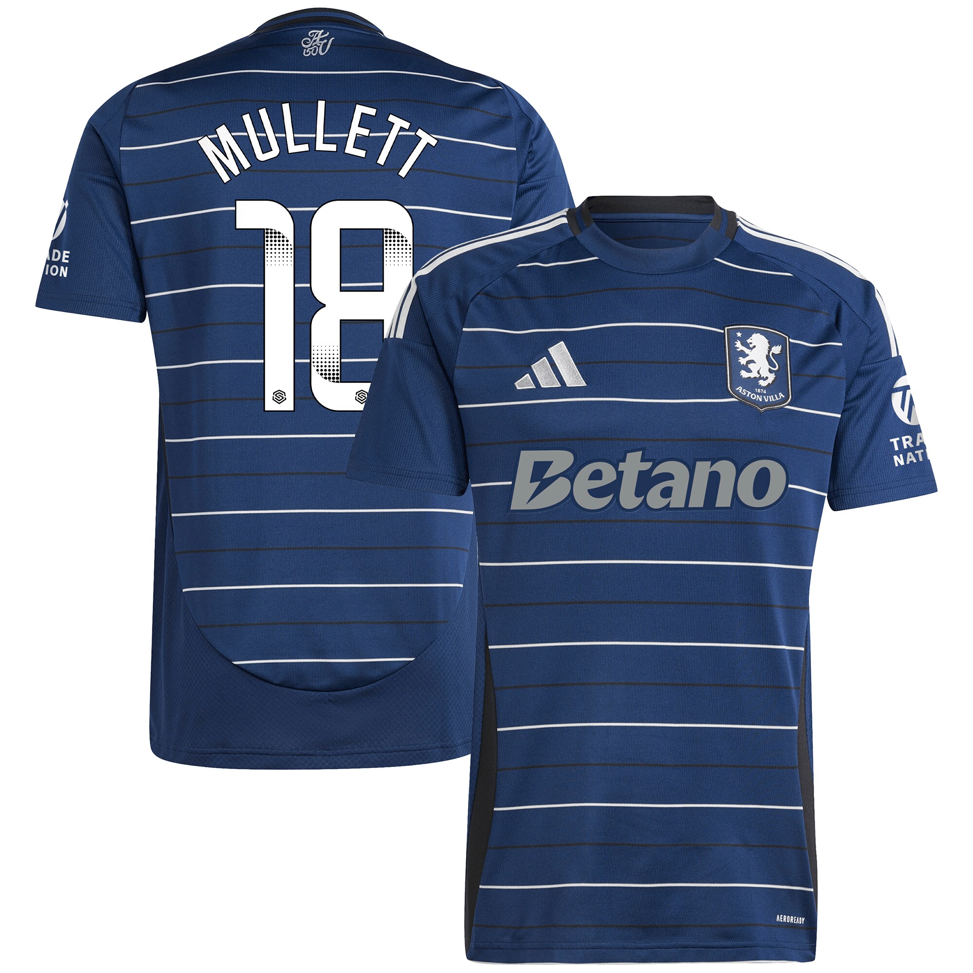 Aston Villa Shirts - aston villa wsl adidas third shirt 2024-25 with mullett 18 printing Collection of Official Fan Gear