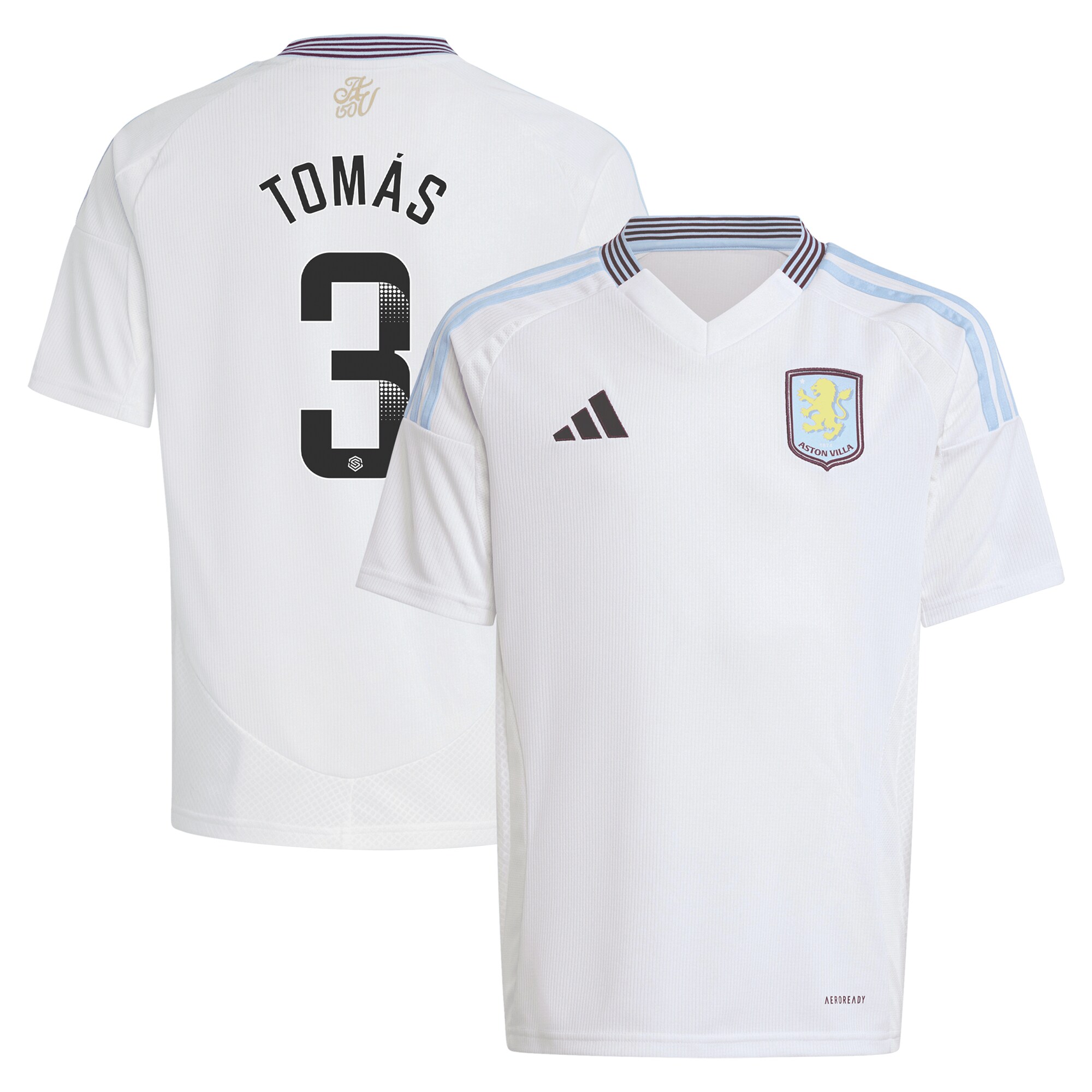 Aston Villa Shirts - aston villa wsl away shirt 2024-25 – kids with tomás 3 printing Collection of Official Fan Gear