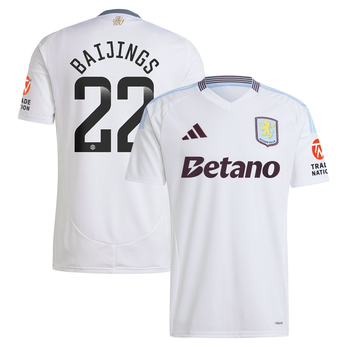 Aston Villa Shirts - aston villa wsl away shirt 2024-25 with baijings 22 printing Collection of Official Fan Gear