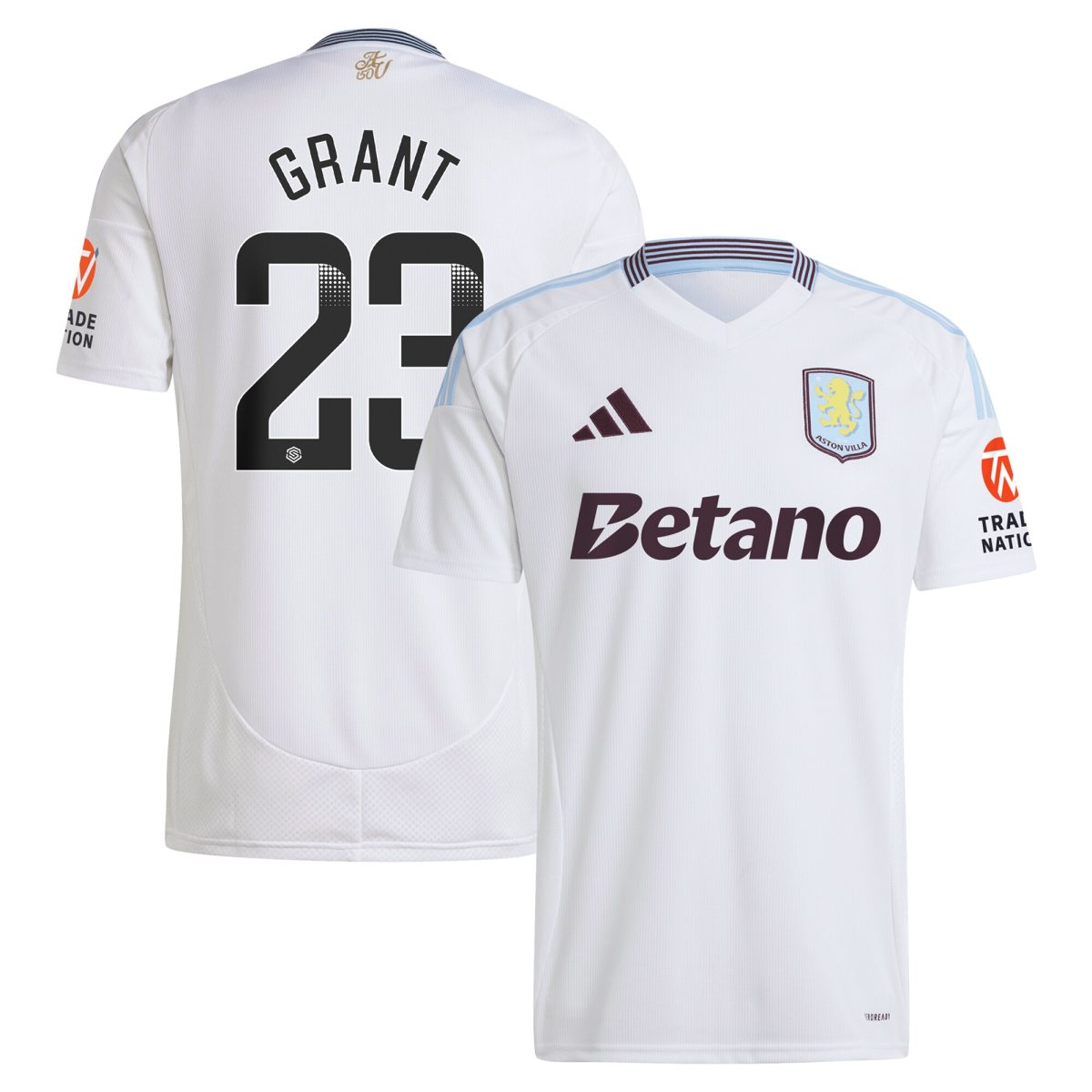 Aston Villa Shirts - aston villa wsl away shirt 2024-25 with grant 23 printing Collection of Official Fan Gear
