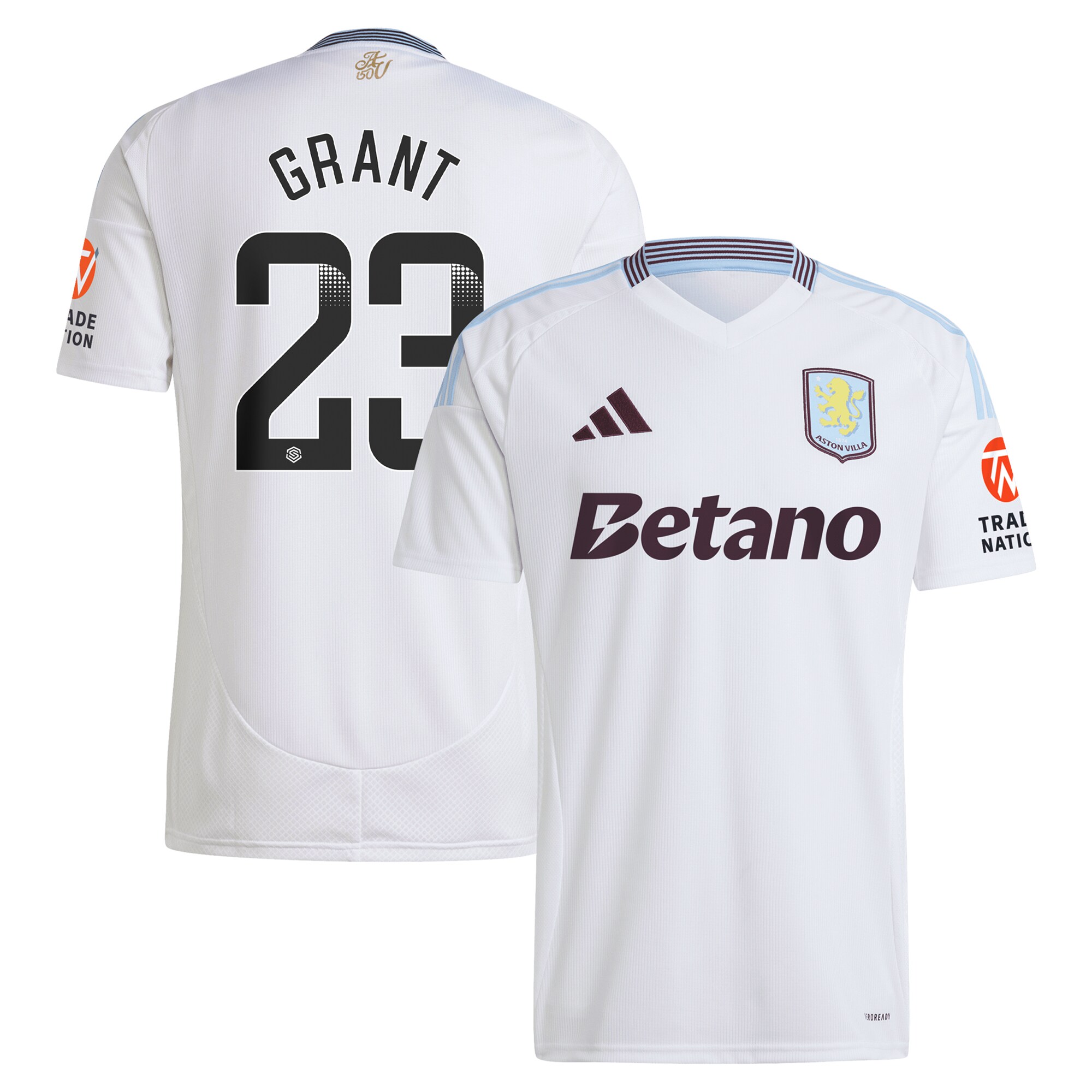 Aston Villa Shirts - aston villa wsl away shirt 2024-25 with grant 23 printing Collection of Official Fan Gear
