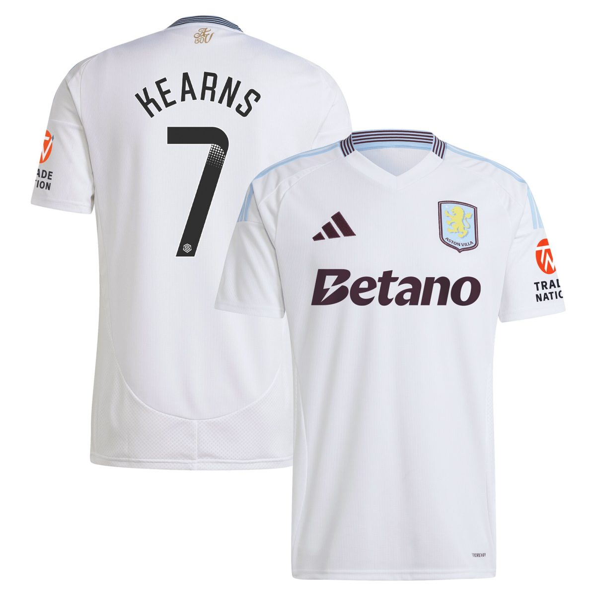 Aston Villa Shirts - aston villa wsl away shirt 2024-25 with kearns 7 printing Collection of Official Fan Gear