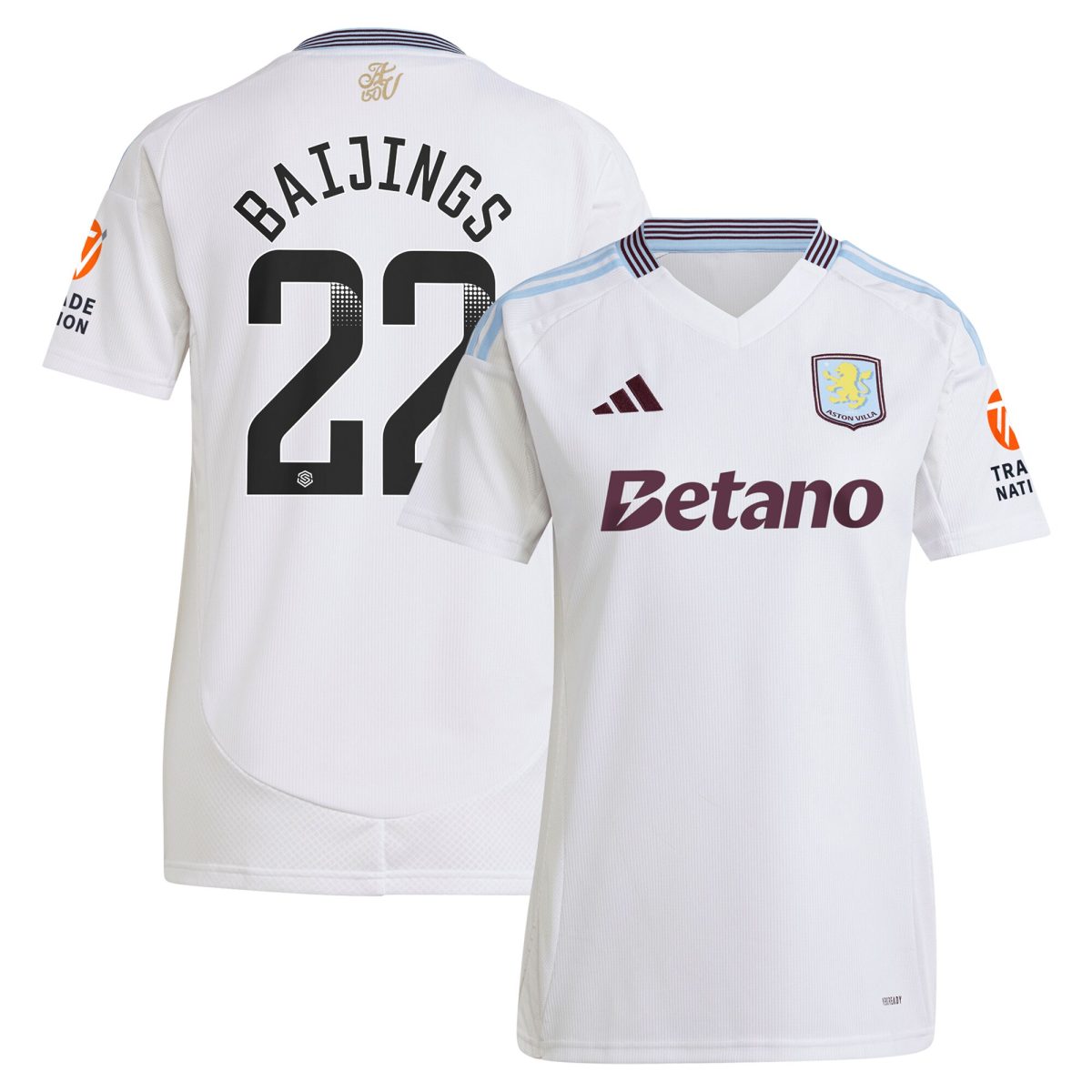 Aston Villa Shirts - aston villa wsl away shirt 2024-25 – womens with baijings 22 printing Collection of Official Fan Gear