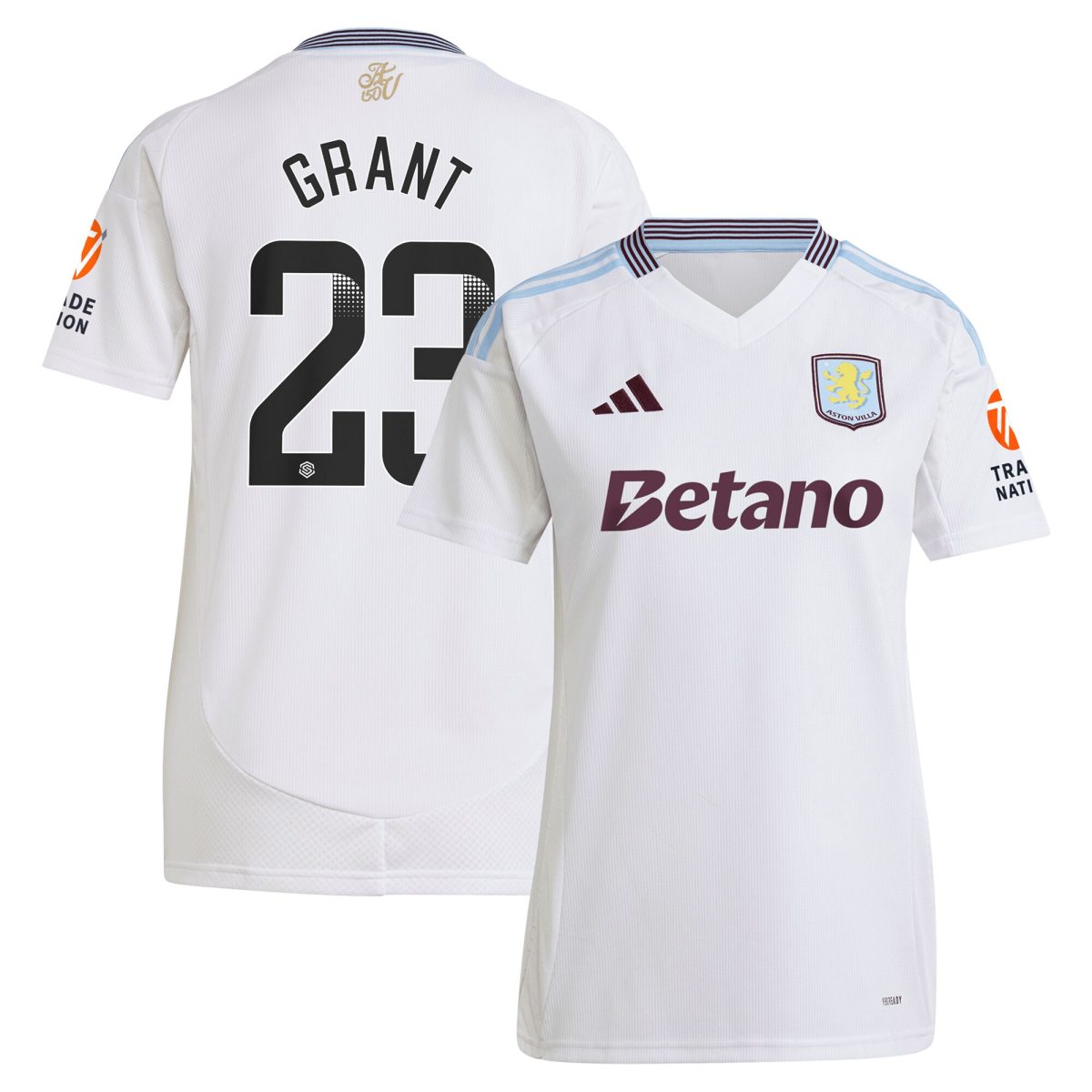 Aston Villa Shirts - aston villa wsl away shirt 2024-25 – womens with grant 23 printing Collection of Official Fan Gear