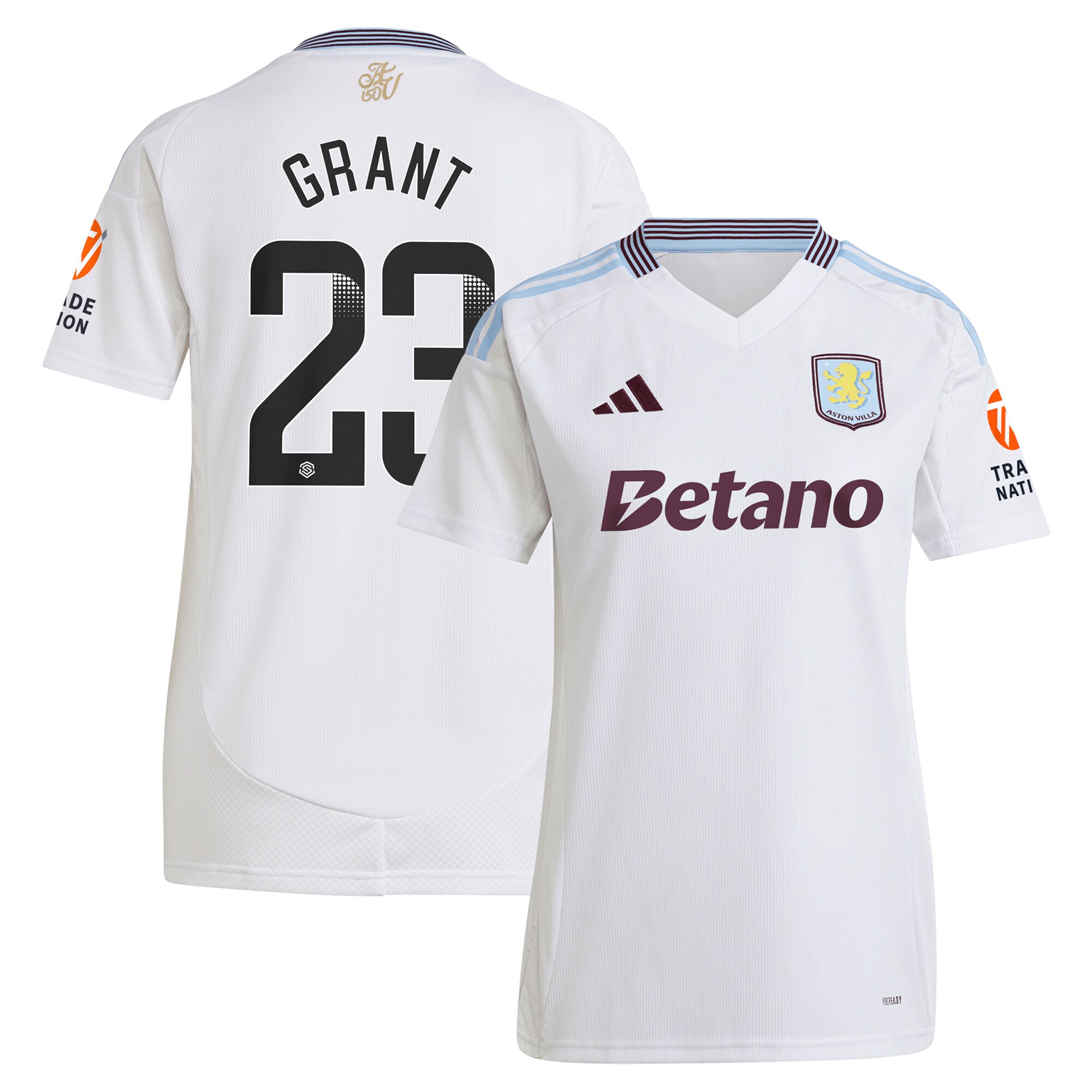 Aston Villa Shirts - aston villa wsl away shirt 2024-25 – womens with grant 23 printing Collection of Official Fan Gear