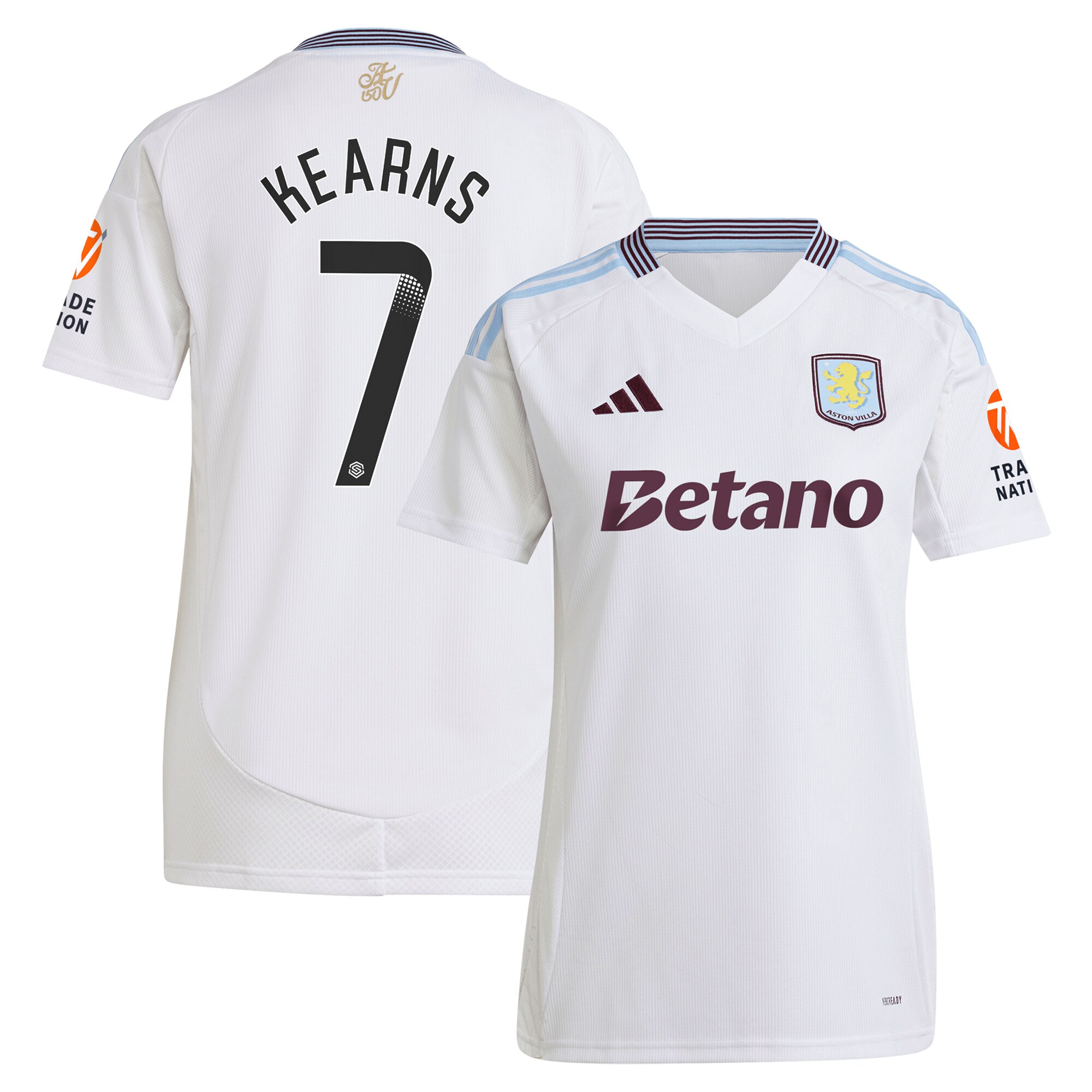 Aston Villa Shirts - aston villa wsl away shirt 2024-25 – womens with kearns 7 printing Collection of Official Fan Gear