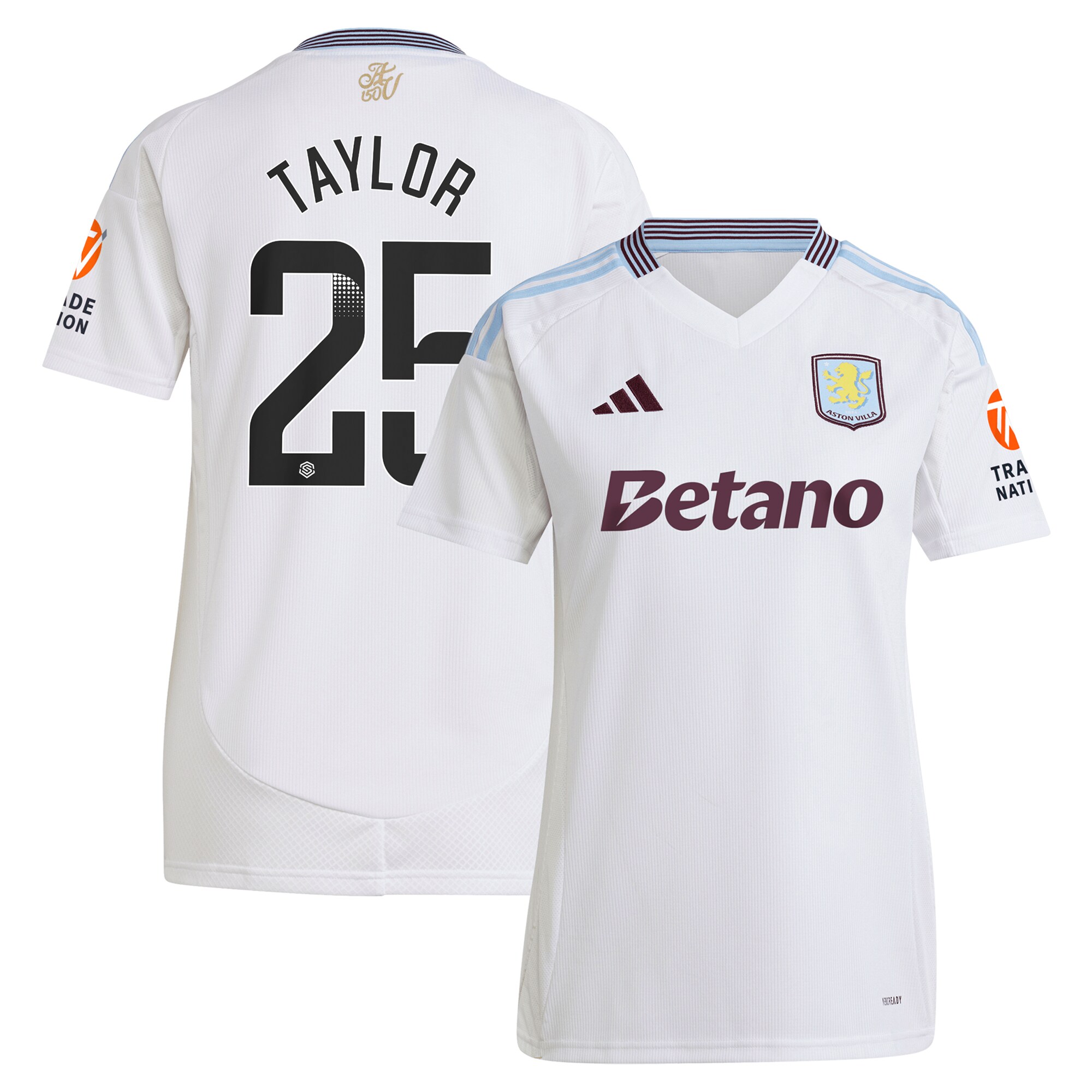 Aston Villa Shirts - aston villa wsl away shirt 2024-25 – womens with taylor 25 printing Collection of Official Fan Gear