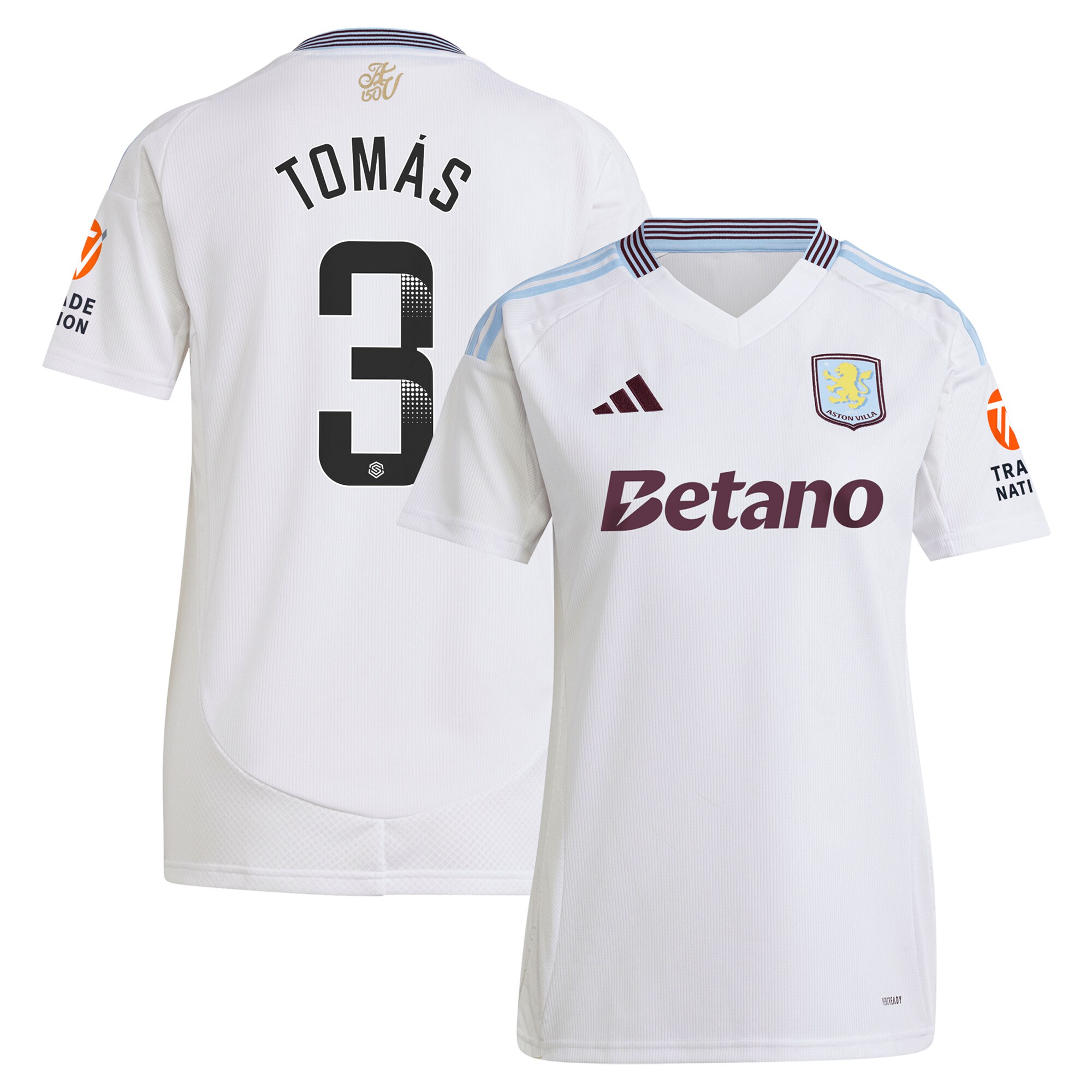 Aston Villa Shirts - aston villa wsl away shirt 2024-25 – womens with tomás 3 printing Collection of Official Fan Gear